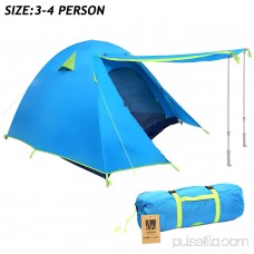 WEANAS 3-4 Backpacking Tent Double Layer Large Space for Outdoor Camping Azure